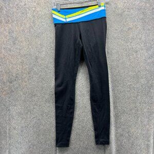 Lululemon Groove Pants Women 8 Black Blue Yellow Waistband Bootcut Yoga Leggings